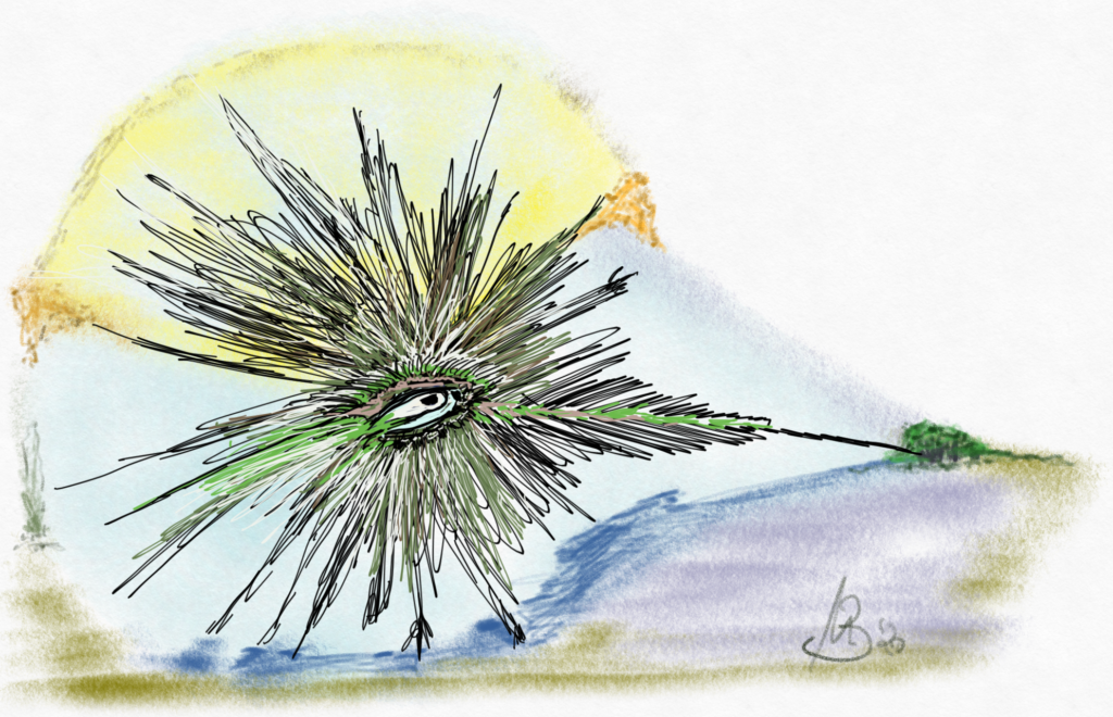 Punto de vista -Pastel tiza, acuarela sobre papel